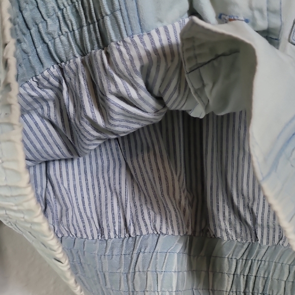 Vintage 80s Women Faded Denim Bomber Jacket Size M Acid Wash Patchwork Grunge - Picture 8 of 15